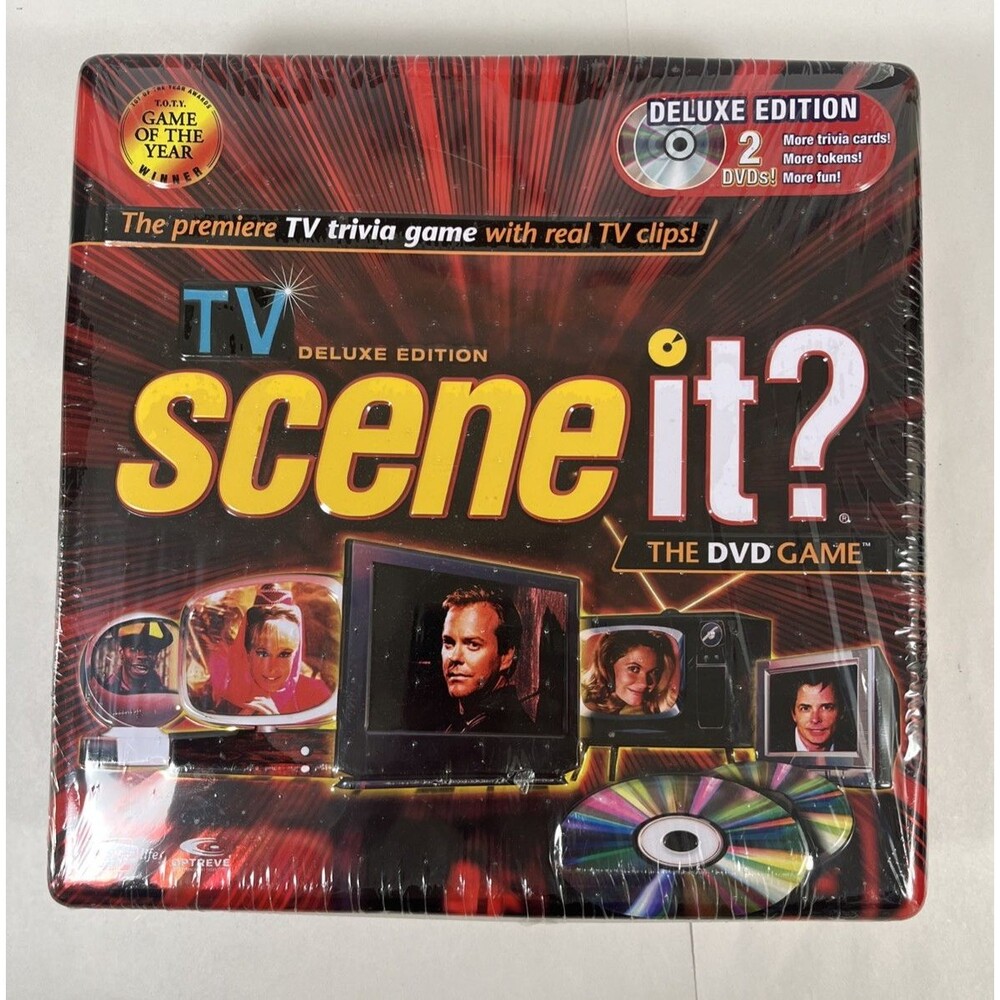 Scene It The DVD Game Deluxe TV Edition Retro Clips Trivia Metal Tin Complete